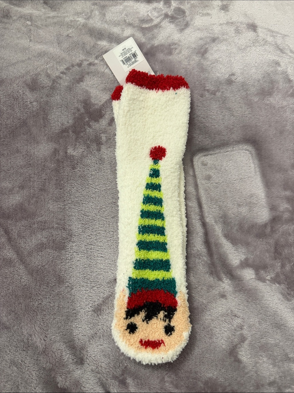 Old Navy Fuzzy Holiday Socks - Cream, Red & Green